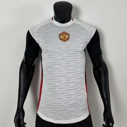 2025/2026 Player Version Manchester United Training clothes White and Black Football Shirt 1:1 Thai Quality