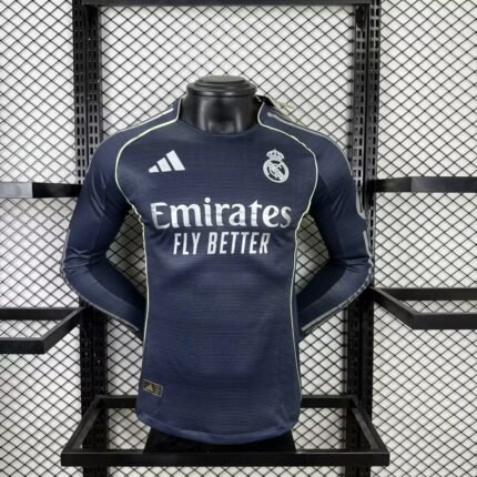 2025/2026 Player Version Real Madrid Away Long Sleeve Jersey 1:1 Thai Quality