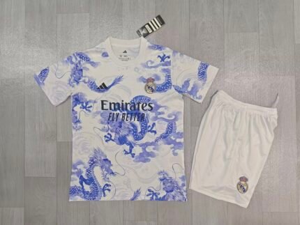 2025/2026 Real Madrid Chinese dragon blue and white Football Jersey 1:1 Thai quality Kids Size